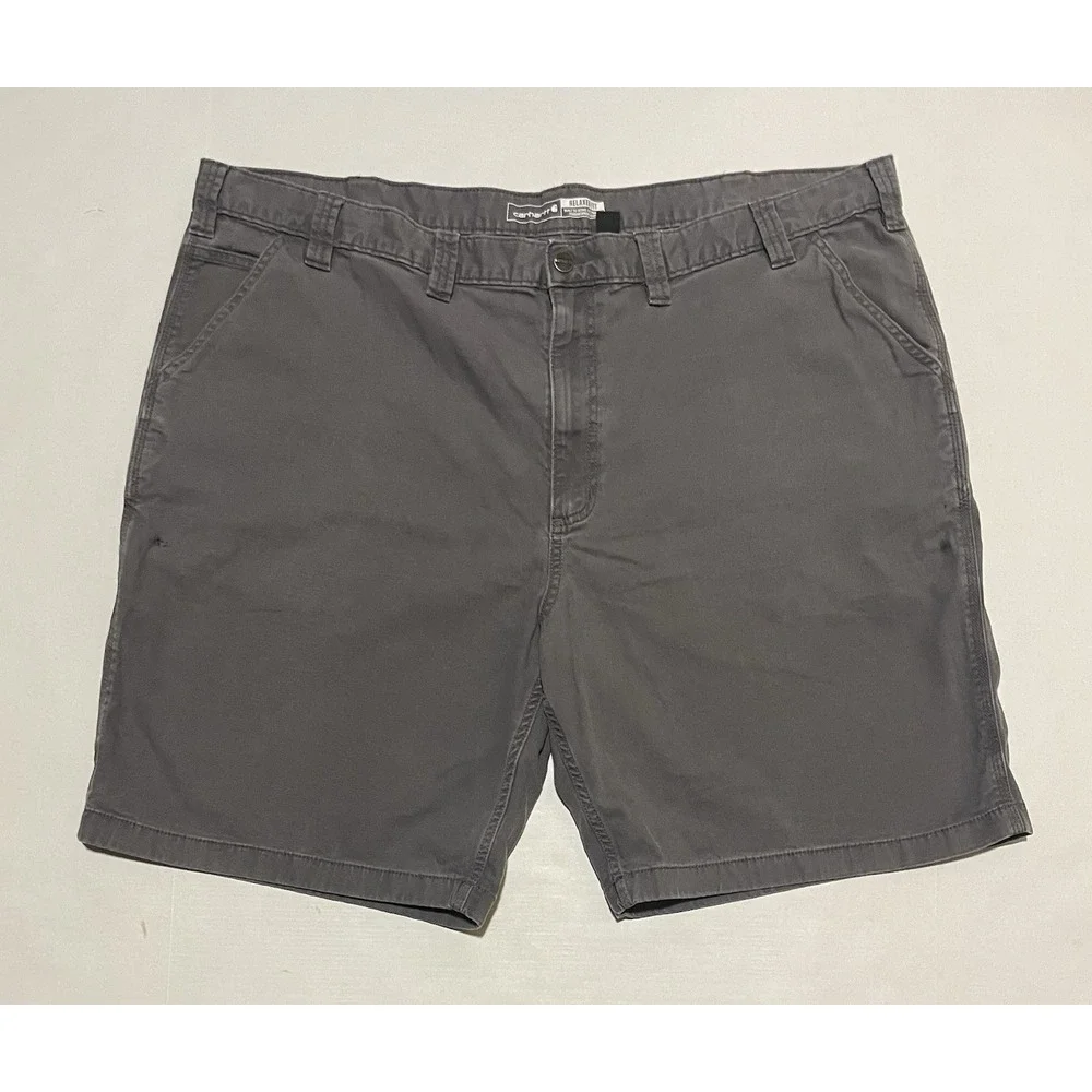 Carhartt Shorts Men's Size 48 X 9.5 Gray Canvas Relaxed Fit Workwear Rugged Flex